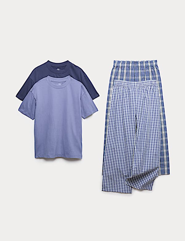 2 Pack Pure Cotton Checked Pyjama Sets (6-16 Yrs)