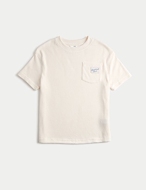 Parte de arriba de pijama gofrada con texto 'Breakfast Crew' (6-16 a&ntilde;os) - ES