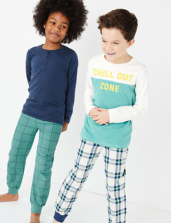 2 Pack Cotton Chill Out Slogan Pyjama Set