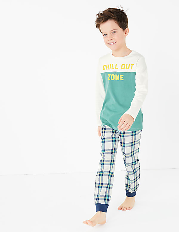 2 Pack Cotton Chill Out Slogan Pyjama Set