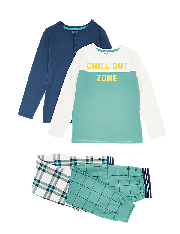 2 Pack Cotton Chill Out Slogan Pyjama Set