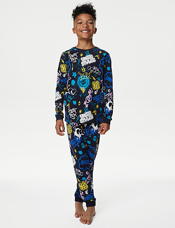 Cotton Rich Graffiti Slogan Pyjamas 7 14 Yrs MULTI Pyjamas M S PT