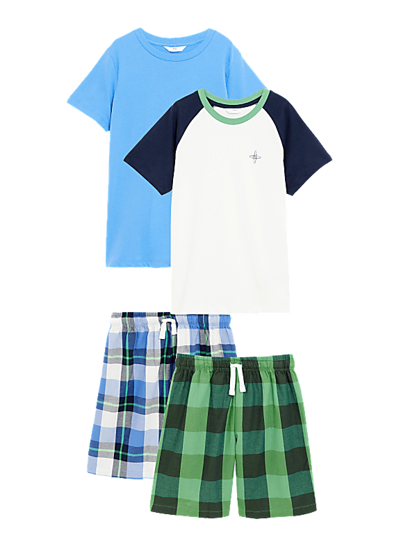 2pk Pure Cotton Checked Short Pyjama Sets