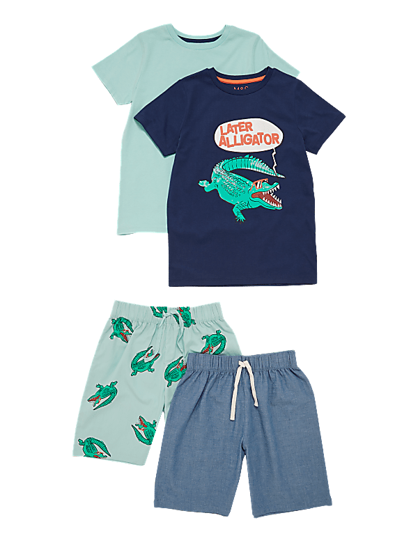 2pk Pure Cotton Alligator Short Pyjama Set (6-16 Yrs)
