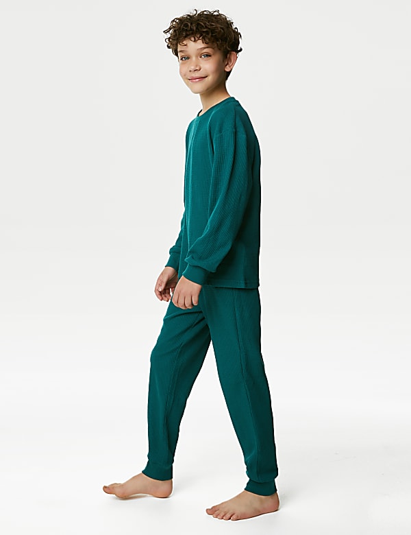 Pyjama en coton mélangé à motif gaufré (du 6&nbsp;au 16&nbsp;ans) - CH