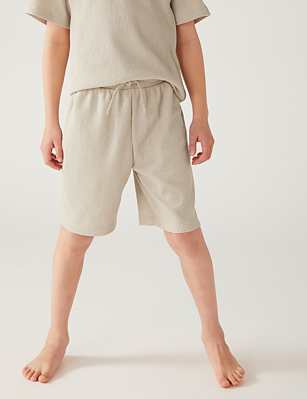 Cotton Blend Waffle Short Pyjama Set