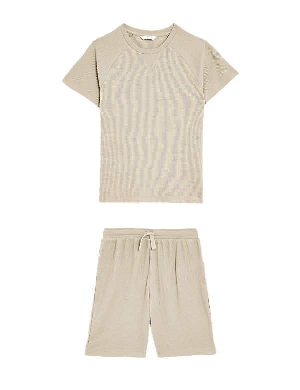 Cotton Blend Waffle Short Pyjama Set