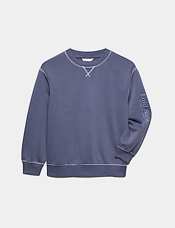 Cotton Rich Acid Wash Crew Neck Pyjama Top (6-16 Yrs)
