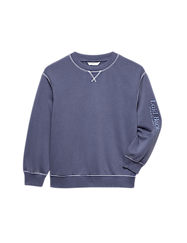 Cotton Rich Acid Wash Crew Neck Pyjama Top (6-16 Yrs)