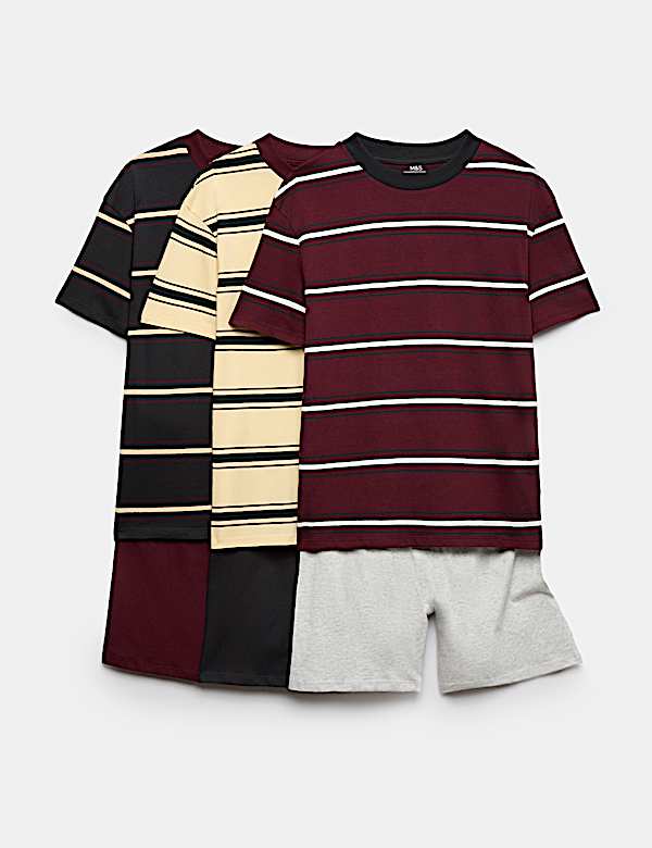 3 Pack Striped Short Pyjama Sets (6-16 Yrs)