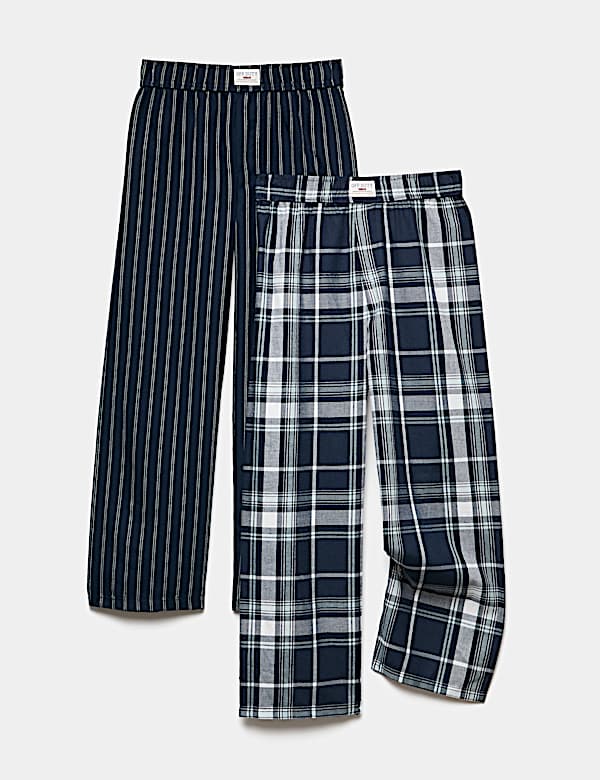 2 Pack Pure Cotton Woven Pyjama Bottoms (6-16 Yrs)