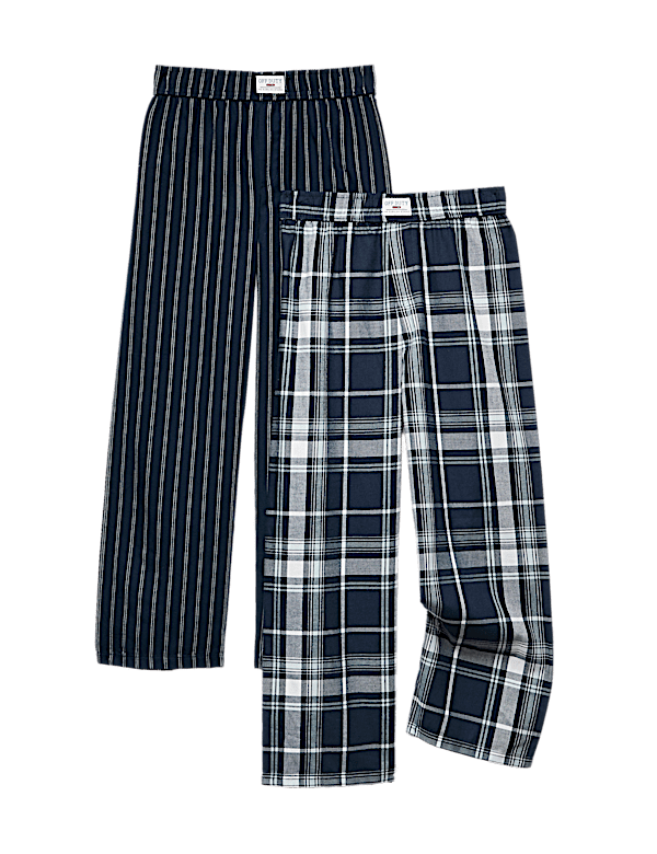 2 Pack Pure Cotton Woven Pyjama Bottoms (6-16 Yrs)