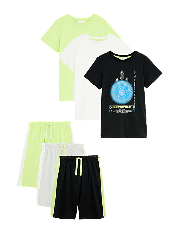3pk Cotton Rich Space Short Pyjama Sets