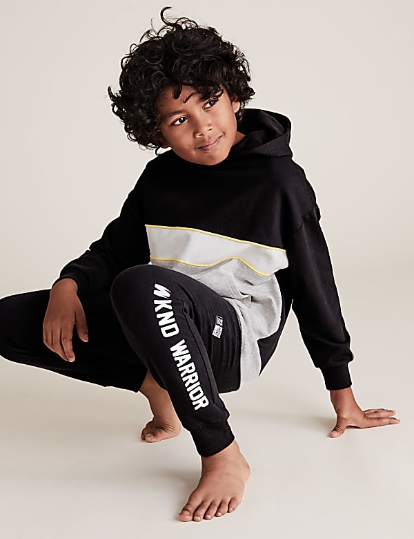 Cotton Slogan Hooded Pyjama Set (6-16 Yrs)