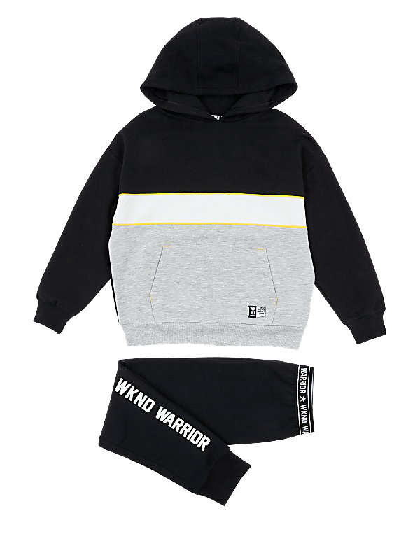Cotton Slogan Hooded Pyjama Set (6-16 Yrs)
