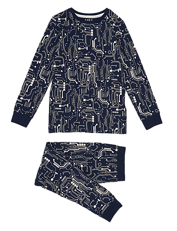 Cotton Electric Patterned Pyjama Set (7-16 Yrs)