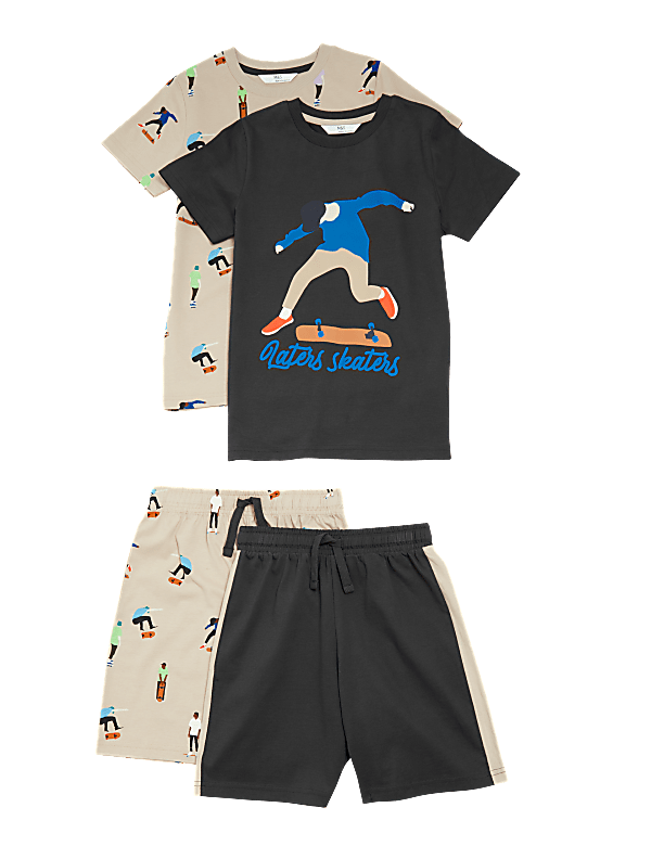 2pk Pure Cotton Skateboard Pyjama Sets