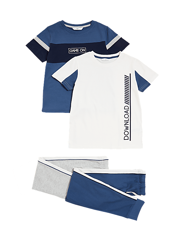 2pk Cotton Rich Slogan Pyjama Sets (6-16 Yrs)