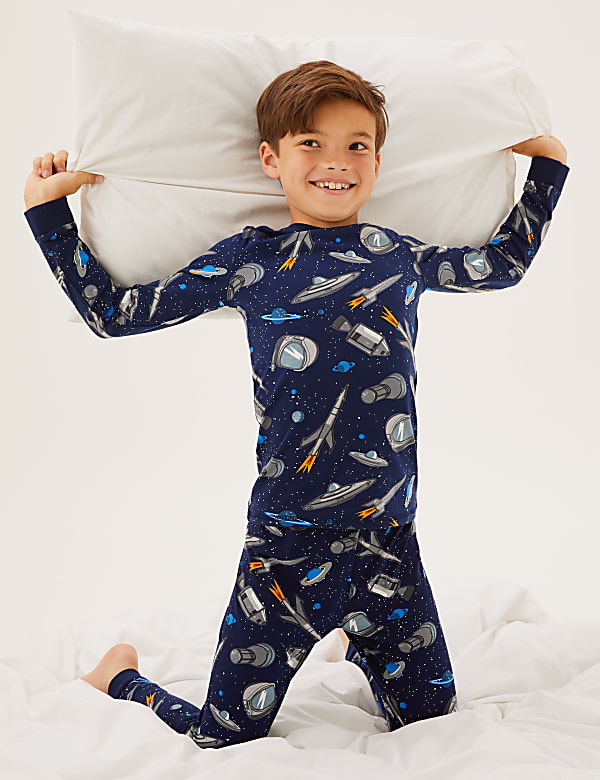 Buy Cotton Rich Space Pyjamas 7 16 Yrs at Marks Spencer