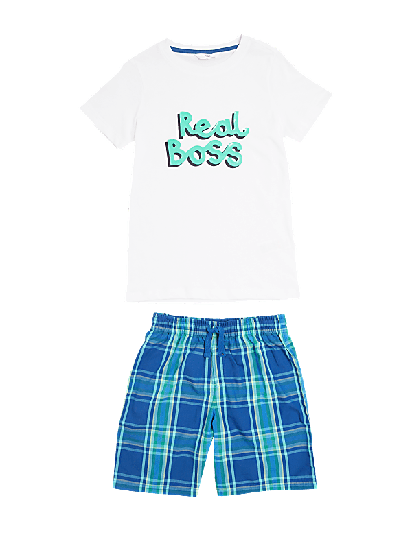 Pure Cotton Boss Slogan Short Pyjama Set