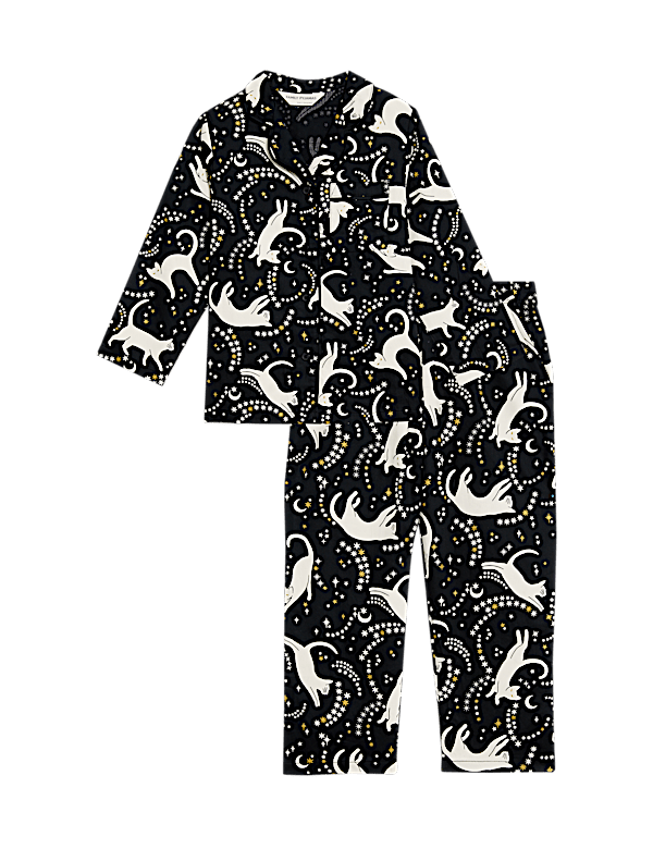 Pure Cotton Mini Me Cat Print Pyjamas (1-16 Yrs)