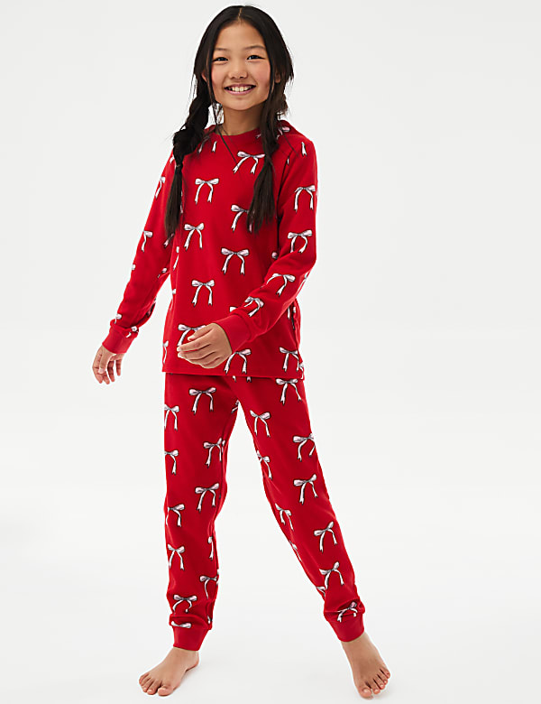 Christmas Fleece Bow Pyjamas 1 16 Yrs RED Pyjamas M S DE