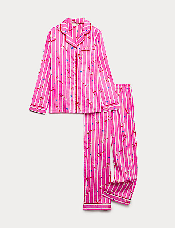 Pure Cotton Candy Cane Family Christmas Pyjamas (1-16 Yrs) - SE