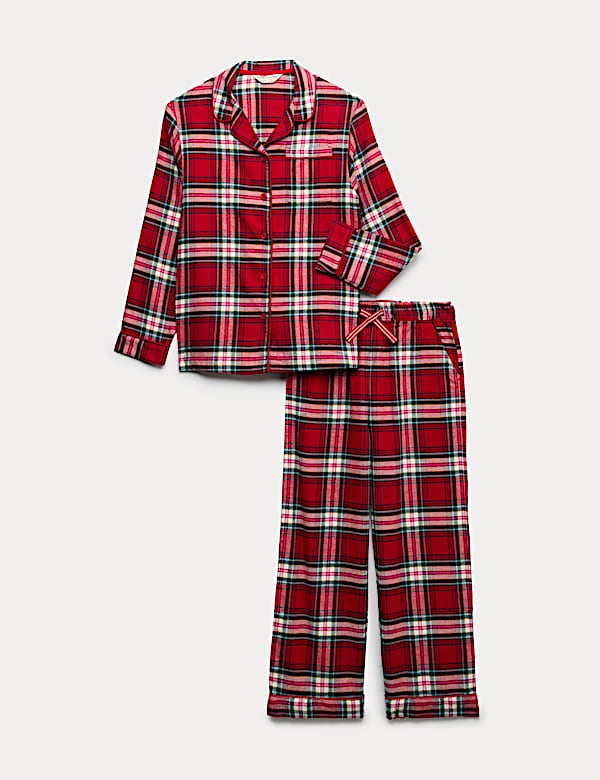 Pure Cotton Family Christmas Checked Pyjamas (1-16 Yrs) - RO