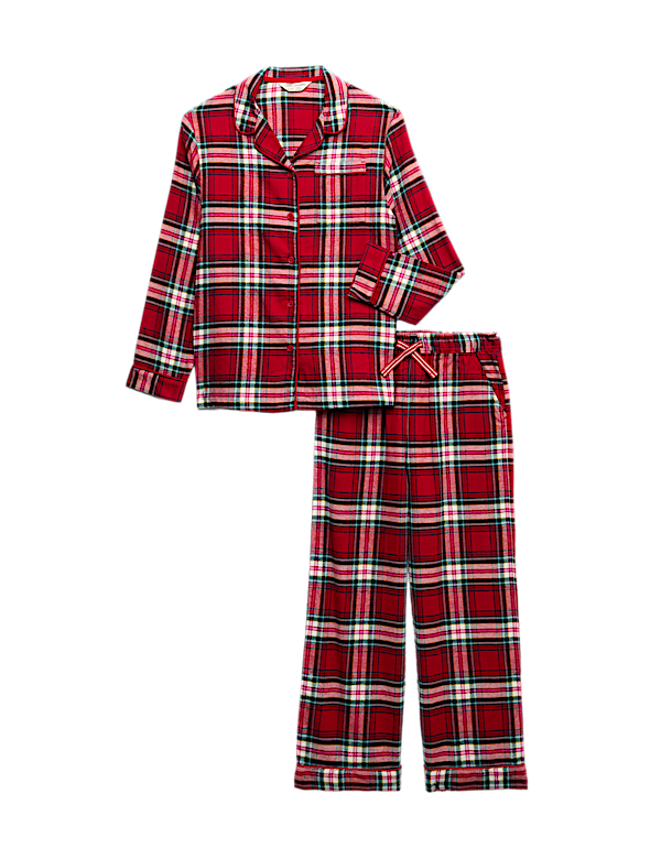 Pure Cotton Family Christmas Checked Pyjamas (1-16 Yrs)