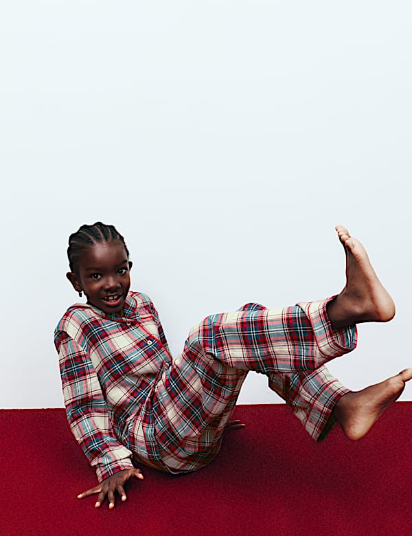 Pure Cotton Family Christmas Checked Pyjamas (1-16 Yrs)