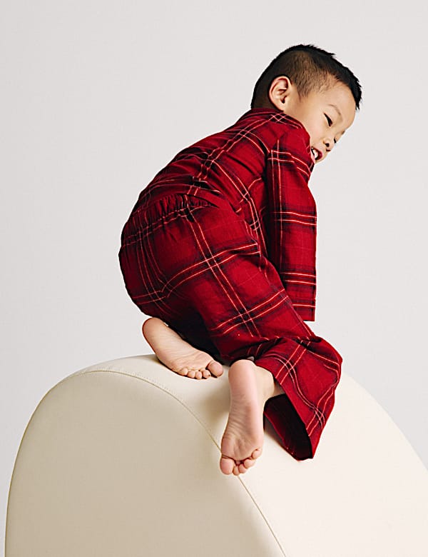 Pyjama de No&euml;l familial 100 % coton &agrave; carreaux (du 1 au 16 ans) - LU