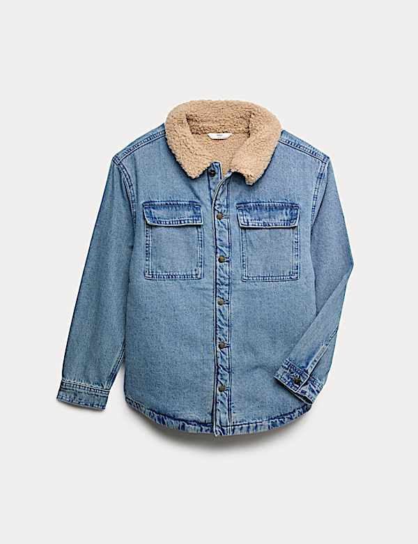 Denim Borg Lined Shacket (2-16 Yrs) - JE