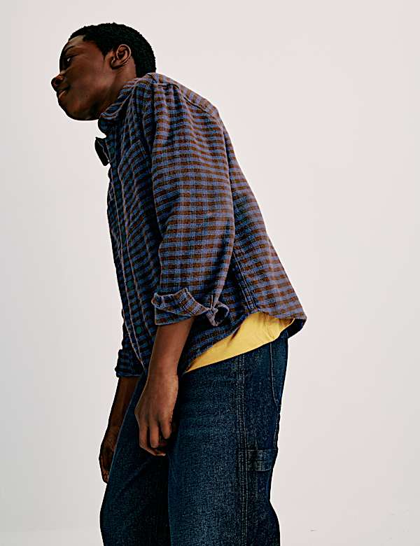 Pure Cotton Micro Check Shirt (6-16 Yrs) - DK