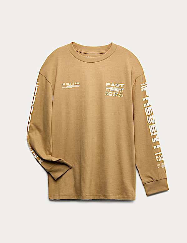 Pure Cotton 'Past Present Future' Graphic Top (6-16 Yrs) - AT