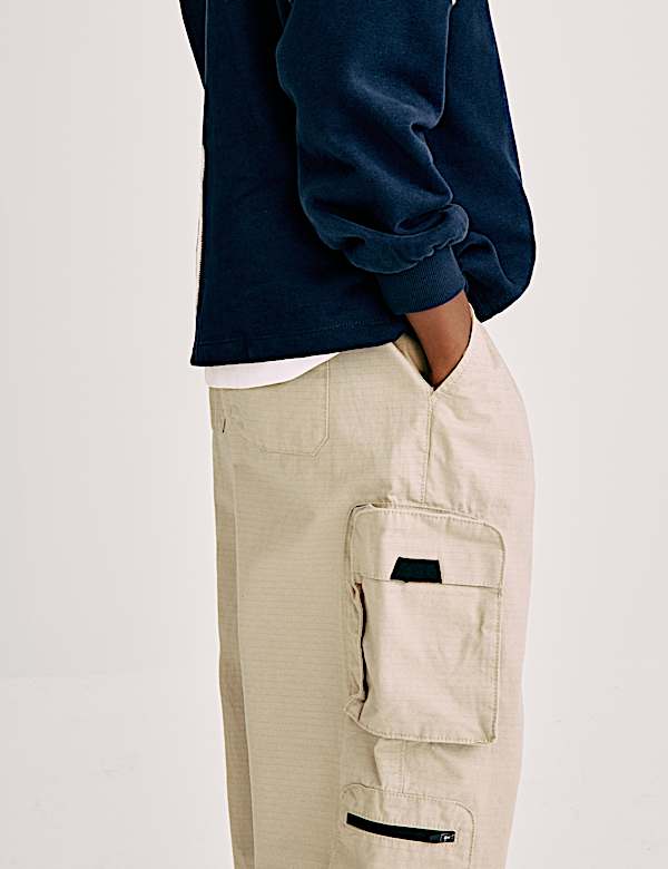 Pure Cotton Ripstop Cargo Trousers (6-16 Yrs) - IS