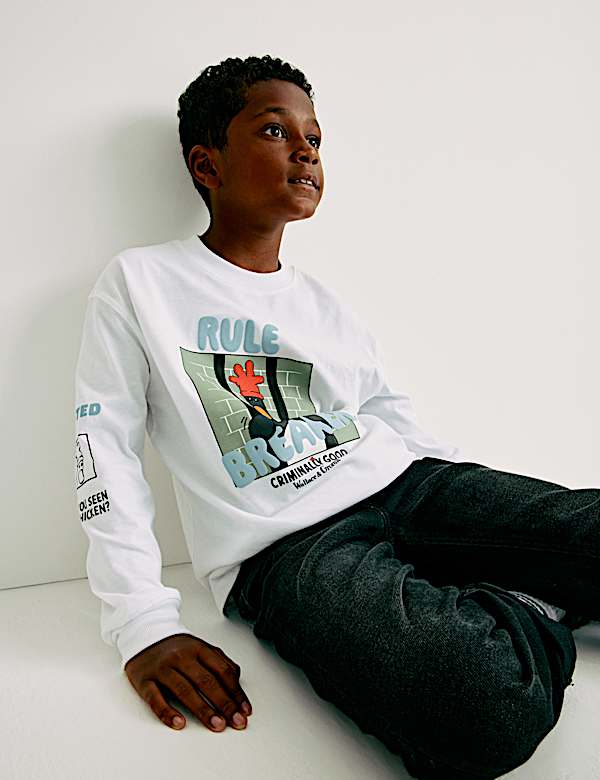 Pure Cotton Wallace And Gromit&trade; Graphic Top (6-16 Yrs) - RS