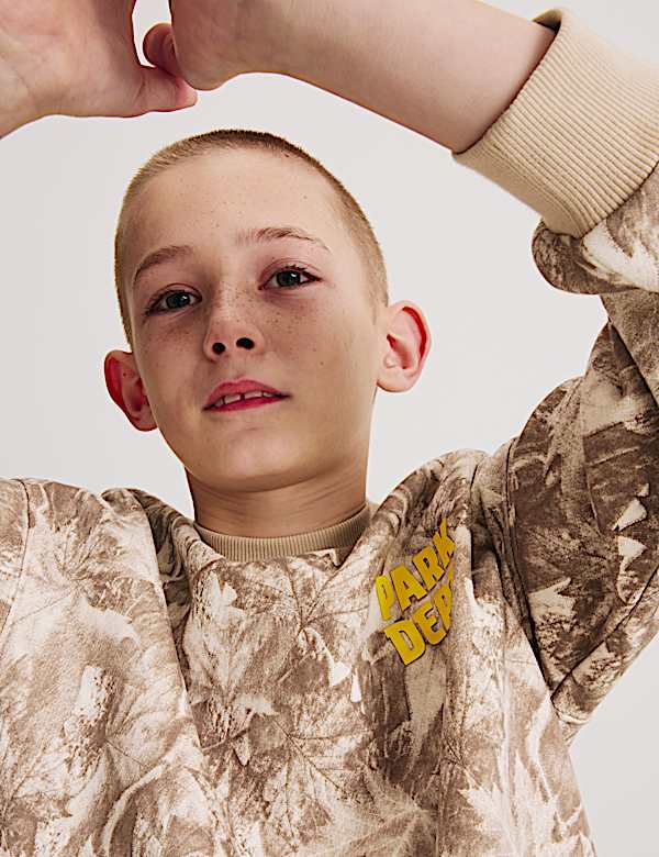 סווטשירט בדוגמת הסוואה מבד עשיר בכותנה (6-&rlm;16 שנים) - IL