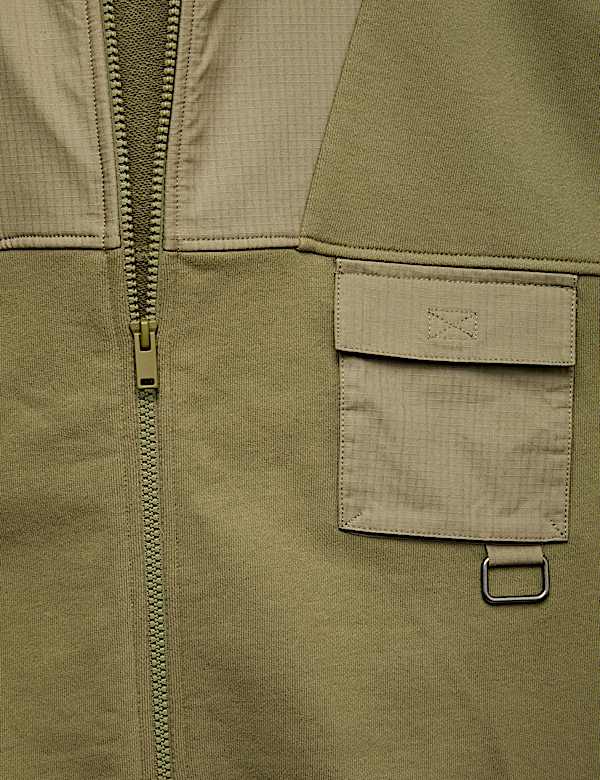 Hoodie Beritsleting Bahan Katun (6-16%) - ID