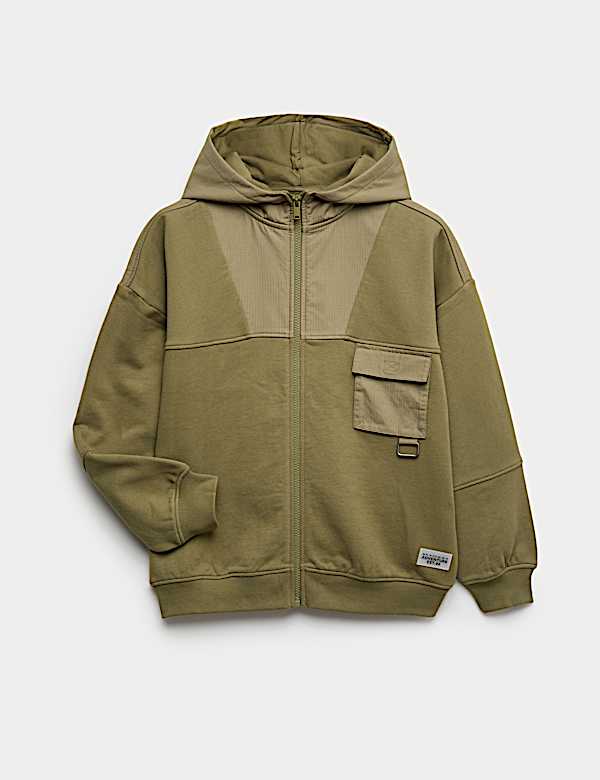 Hoodie Beritsleting Bahan Katun (6-16%) - ID