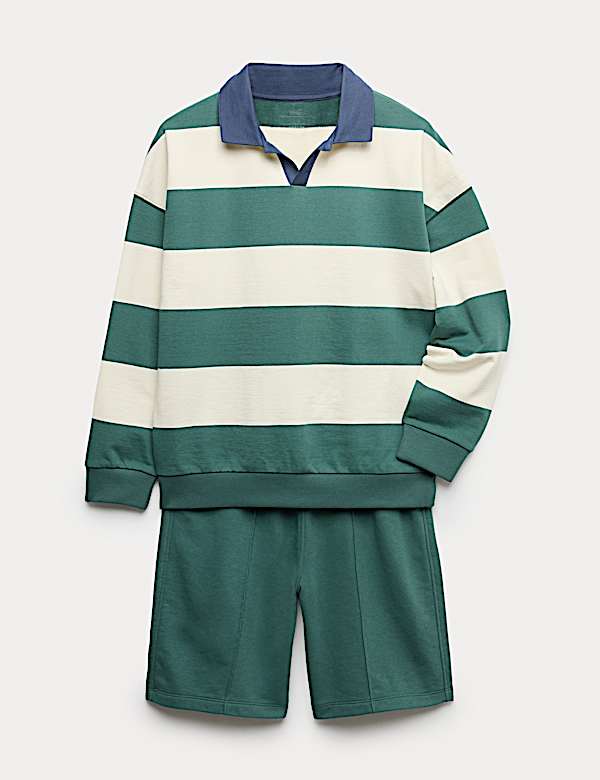 Pure Cotton Rugby Top & Shorts Set (6-16 Yrs) - PT