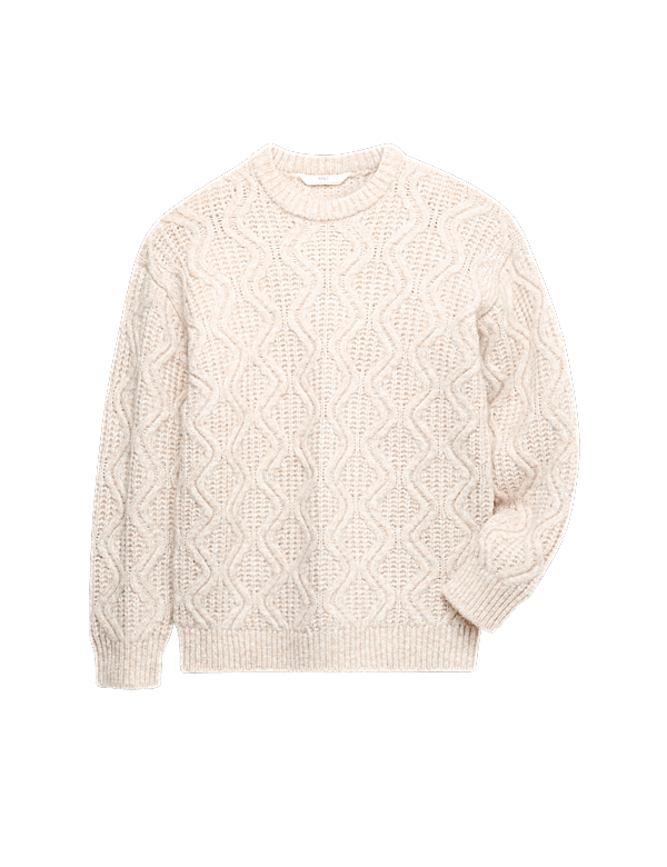 Textured Cable Knit Jumper With Wool (6-16 Yrs)