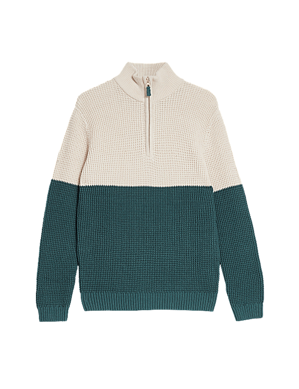 Pure Cotton Waffle Zip Jumper (6-16 Yrs)