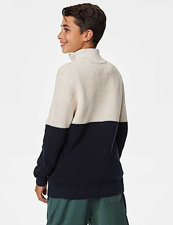 Pure Cotton Waffle Zip Jumper (6-16 Yrs)