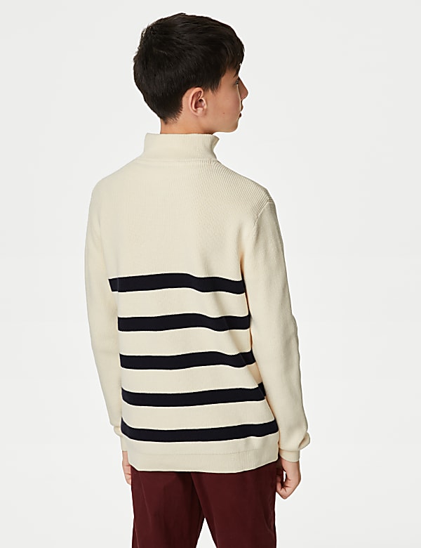 Cotton Rich Striped Half Zip Jumper (6-16 Yrs)