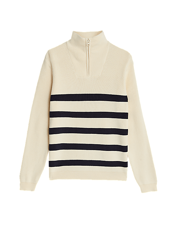 Cotton Rich Striped Half Zip Jumper (6-16 Yrs)