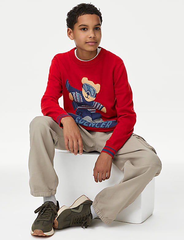 Pure Cotton Spencer Bear Christmas Jumper 6 16 Yrs