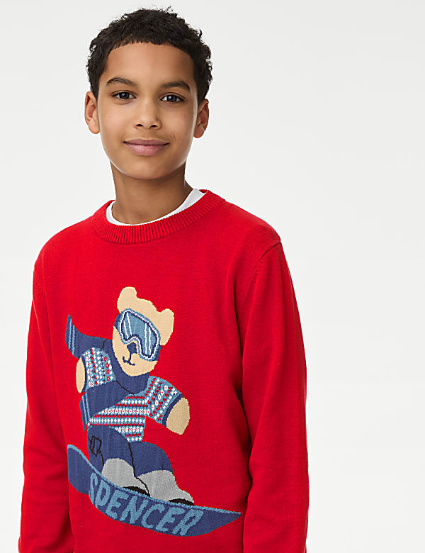 Pure Cotton Spencer Bear&trade; Christmas Jumper (6-16 Yrs) - ID
