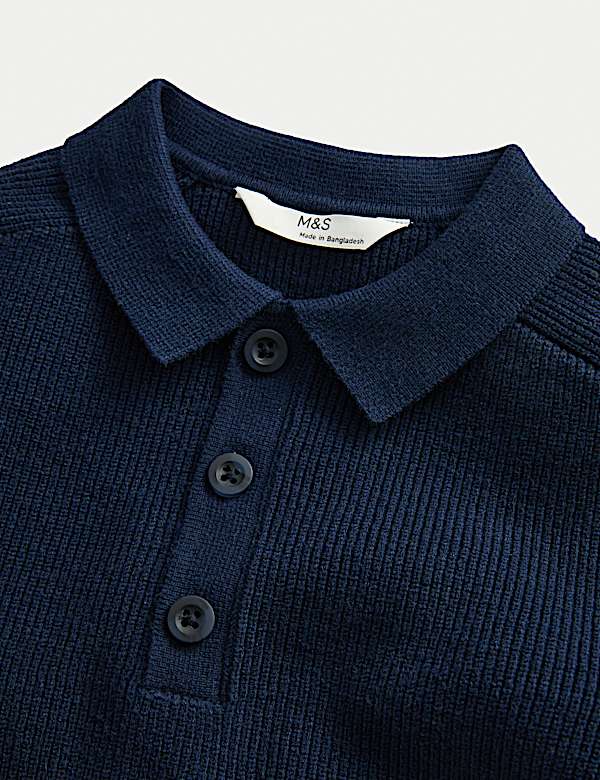 Cotton Blend Polo Jumper (6-16 Yrs)