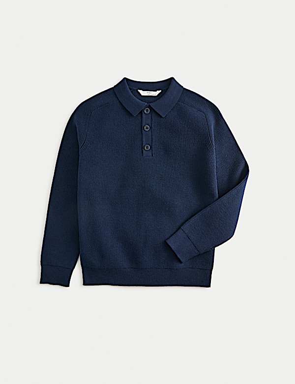 Cotton Blend Polo Jumper (6-16 Yrs)