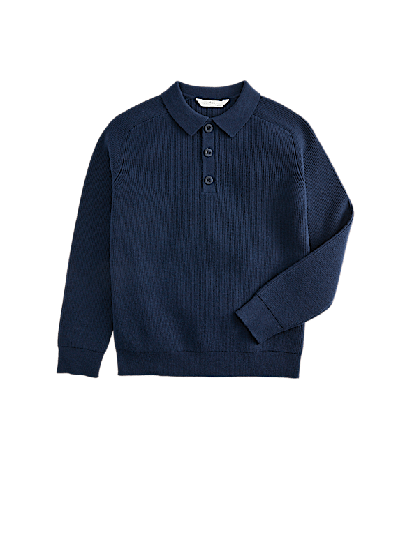 Cotton Blend Polo Jumper (6-16 Yrs)